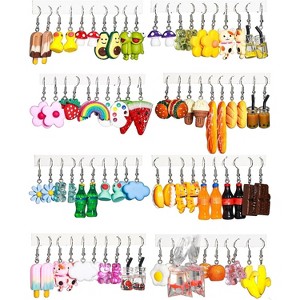 40 Pairs Quirky and Cute Earrings for Women - Dangling Animals, Mushrooms, and More! - 1 of 4