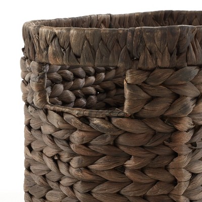 Espresso Oval Seagrass Magazine Holder Basket with Handles