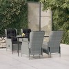 vidaXL Patio Dining Set Outdoor Dining Set Table and Chair Set for Garden - Light Gray 63" Table Length 4 Chairs - 2 of 4