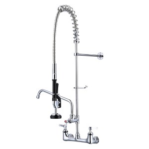 Aquaterior Kitchen Sink Faucet Pre-Rinse Commercial Faucet Wall Mount with Add-On Pull Down Chrome cUPC NSF ANSI CEC - 1 of 4