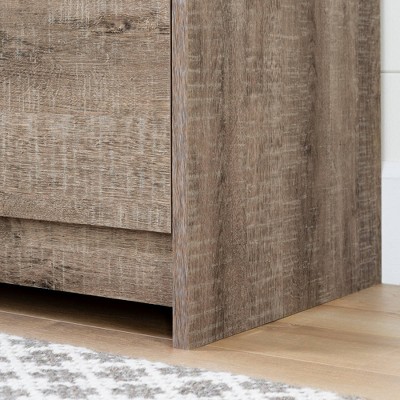 Weathered Oak Vertical 5-Drawer Dresser with Metal Handles