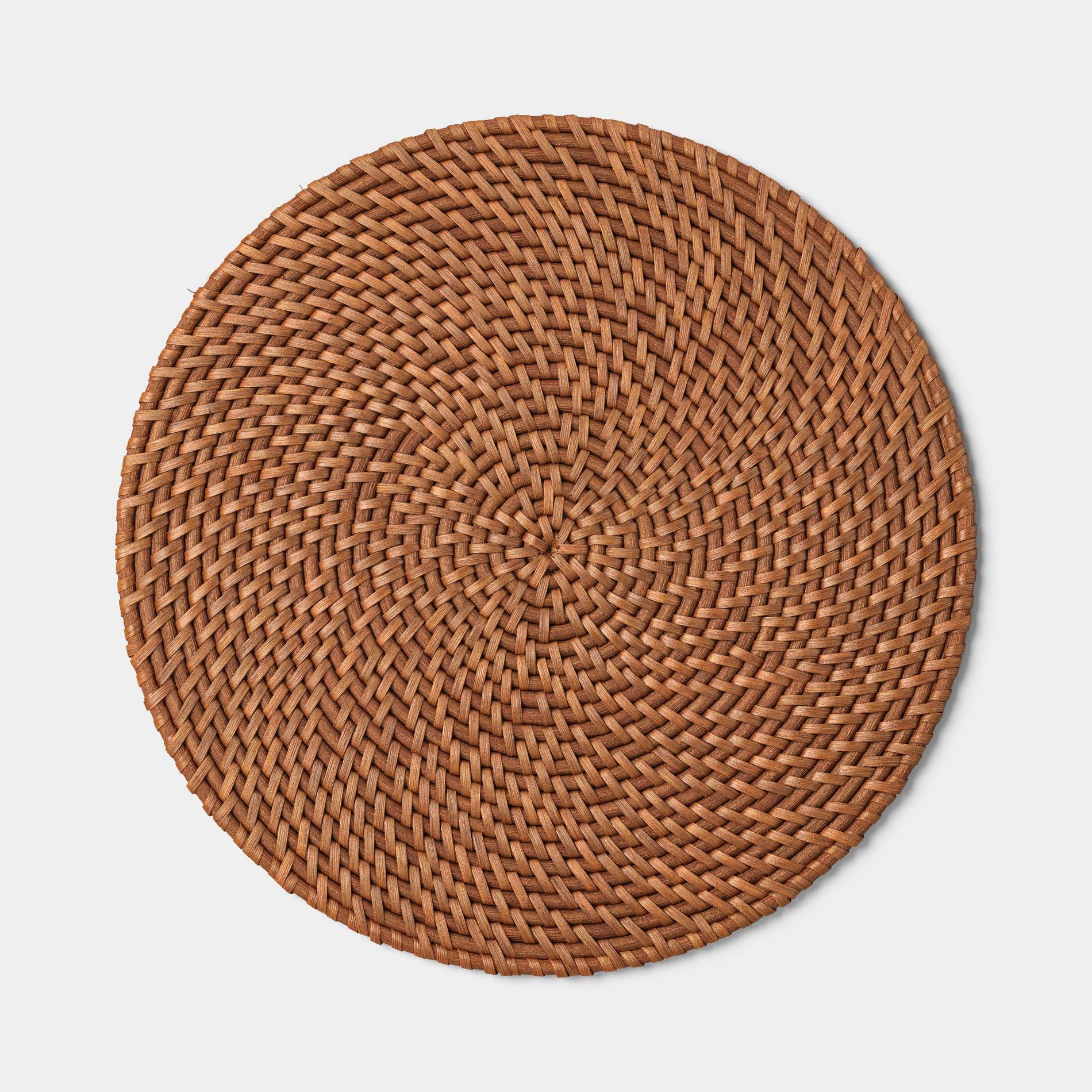 Round Rattan Charger Dark Tan Brown - Threshold™