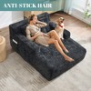 Grungis Mid Century Modern Sofa Bed,Upholstered Lazy Sofa with 3 Pillows & Armrests,Chenille Couch for Living Room,Bedroom - 3 of 4