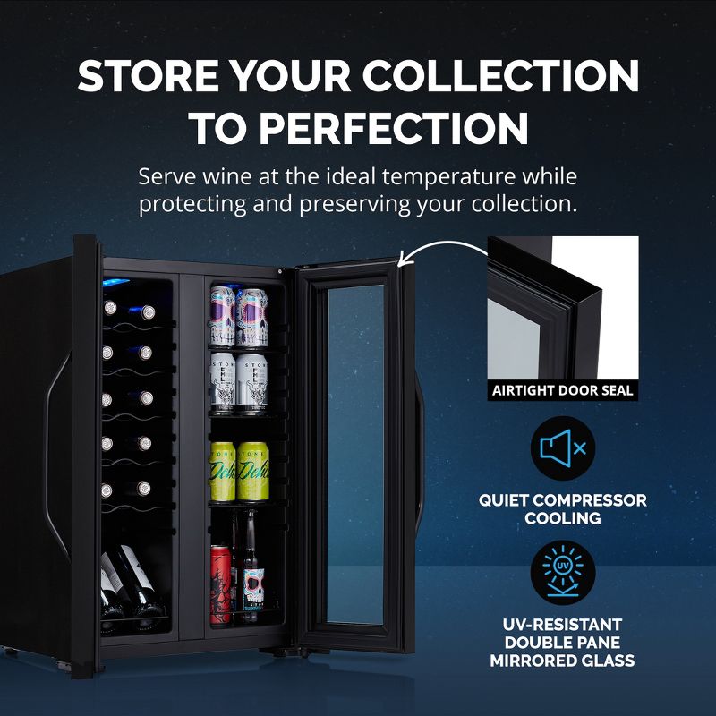 Newair Shadow Series Wine Cooler Refrigerator 12 Bottle & 39 Can Dual Temperature Zones, 3 of 15