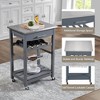 FONTOI Mobile Rolling Kitchen Island, Trolley Serving Cart with Underneath Drawer & Slide-Out Wire Storage Basket - 2 of 4