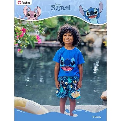 Stitch Disney Stitch Kids Boys Summer Tropical Swimwear Sets Rashguard Stitch Blue 6-7 — фото 2