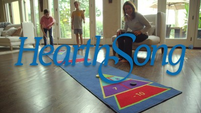 HearthSong Shuffle Zone Shuffleboard Family Game with Carpet Mat, Wooden  Cues and Wooden Pucks