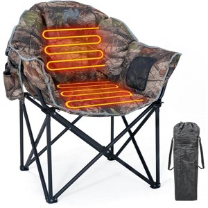 Docred Oversized Heated Camping Chair, Patio Lounge Chairs with 3 Heat Levels, Portable Folding Heated Chair Round Moon Saucer Folding Lawn Chair - 1 of 4