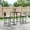 vidaXL Patio Bar Set Outdoor Table and Chair Set with Cushions Poly Rattan - Black 27.6" Table Length 2 Pieces - 2 of 4