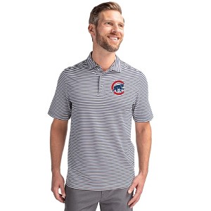 Chicago Cubs Cutter & Buck Virtue Eco Pique Stripe Recycled Mens Polo - 1 of 1