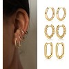 14K Gold Plated Chunky Hoop Set - Twisted Open Huggie Earrings in Gold/Silver, Lightweight Hypoallergenic Gift Jewelry - 2 of 4