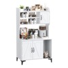 Homhougo Large Cat Litter Box Enclosure Furniture with 3 Open Shelves and Storage Cabinet, Farmhouse Cat House Washroom - 3 of 4