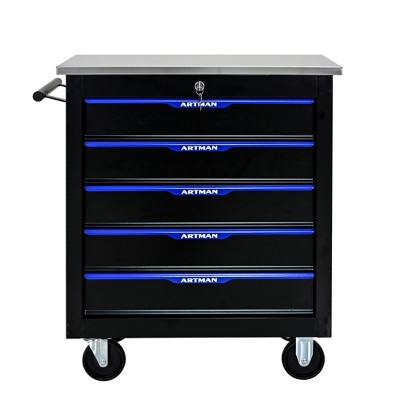 VYNXARIA 5-Drawer Multifunctional Tool Cart on Wheels - Versatile Storage for Garage & Workshop - Black & Blue