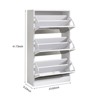 Shoe Storage Cabinet 3 Flip Drawers Narrow Freestanding White Walnut Entryway Organizer - 4 of 4