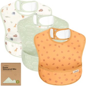 KeaBabies 3pk Presto Baby Bibs Waterproof with Food Catcher, Lightweight Toddler Bibs for Eating - 1 of 4
