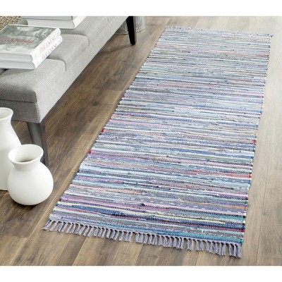 Handwoven Striped Cotton Runner Rug in Gray - 2'3" X 7'