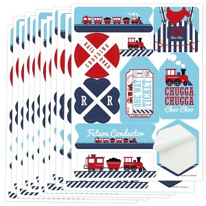 Big Dot of Happiness Railroad Party Crossing - Steam Train Birthday or Baby Shower Party Favor Sticker Set - 12 Sheets - 120 Stickers - 1 of 4