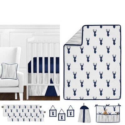 Image of Sweet Jojo Designs Crib Bedding Set - Navy & White Stag - 11pc