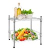 Vynxaria Chrome 1-Tier Utility Storage Shelves with Basket, Stackable Wire Organizer, 15" W x 13.8" D x 15" H - 4 of 4