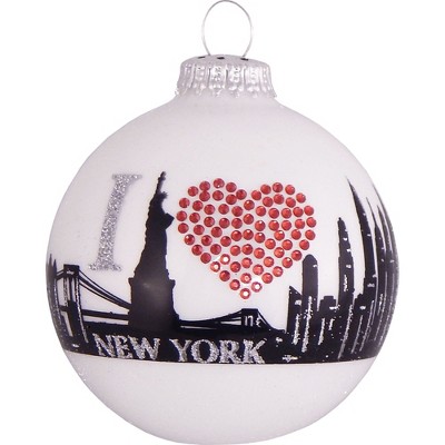 Christmas by Krebs Porcelain White New York Skyline Christmas Ball Ornament 3.25" (80mm)