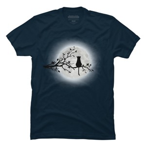 Men's Design By Humans The Cat and The Moon By Maryedenoa T-Shirt - 1 of 4