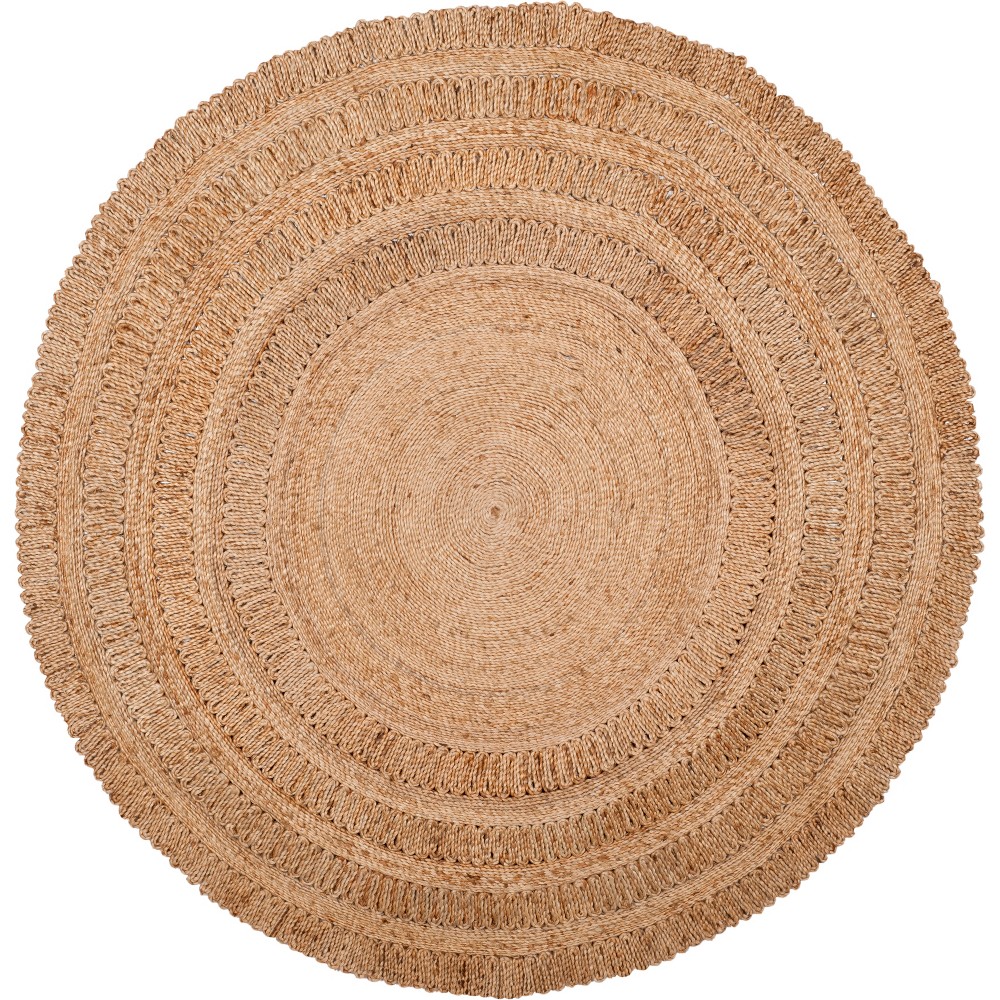 6'x6' Round Earnestine Solid Woven Rug Natural Round - Safavieh