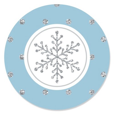 Big Dot of Happiness Winter Wonderland - Snowflake Holiday Party and Winter Wedding Circle Sticker Labels - 24 Count