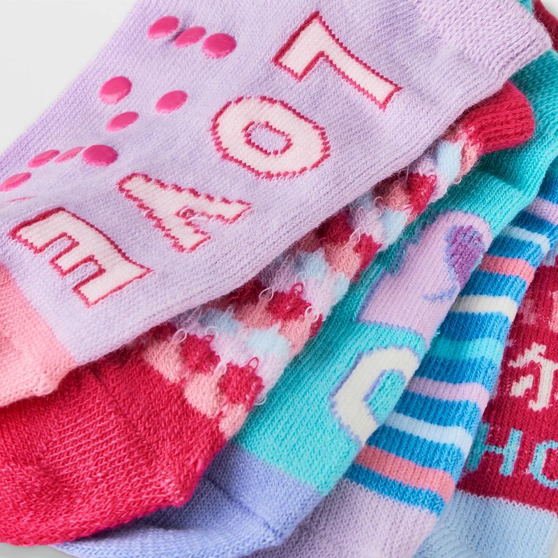 Girls' 7pk Love No Show Socks - Cat & Jack™ Pink , 4 of 5