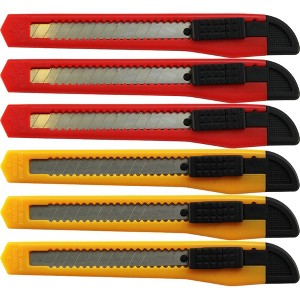 MotoProducts Bulk 5" Box Cutters Assorted Colors with Snap-Off Blades and Safety Locks - 1 of 3
