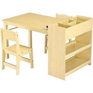 Toddler Craft Play Wood Activity Desk Kids Art Table with Large Storage Shelves for Writing Drawing,Nursery, Children's Wooden Furniture - 1 of 4