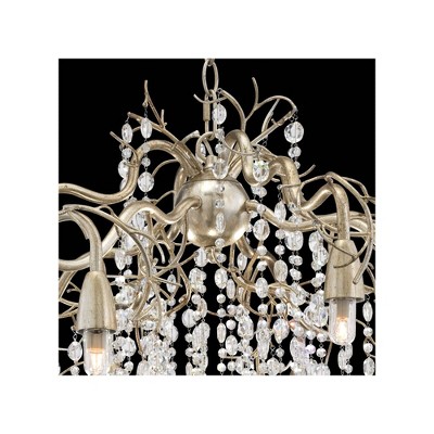 Champagne Silver Branches Chandelier with Clear Crystal Strands