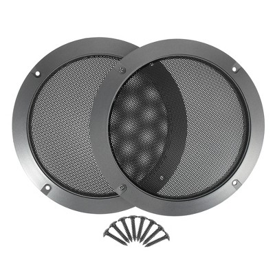 Unique Bargains Universal Speaker Grills Cover Mesh Guard Protective Case with Screws Titanium Tone Black 6.5" 2Pcs