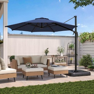 base for 9ft patio umbrella SAFAVIEH Outdoor Patio Furniture Buti 9 ft Umbrella, Crank Lift Shade with Aluminum Frame