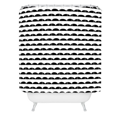 Little Arrow Design Co Mod Scallops Shower Curtain Black/White - Deny Designs