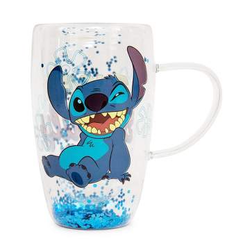 Disney Lilo Stitch Soup Bowl Mug Alien Cute Smile Face Rare Blue 5 Ceramic  Gift