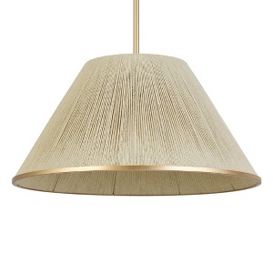 LNC Rubropaha 1-Light 20.5" Mid-Century Modern Come Pendant LIGHTS, Gold with Jute Rope - 1 of 4