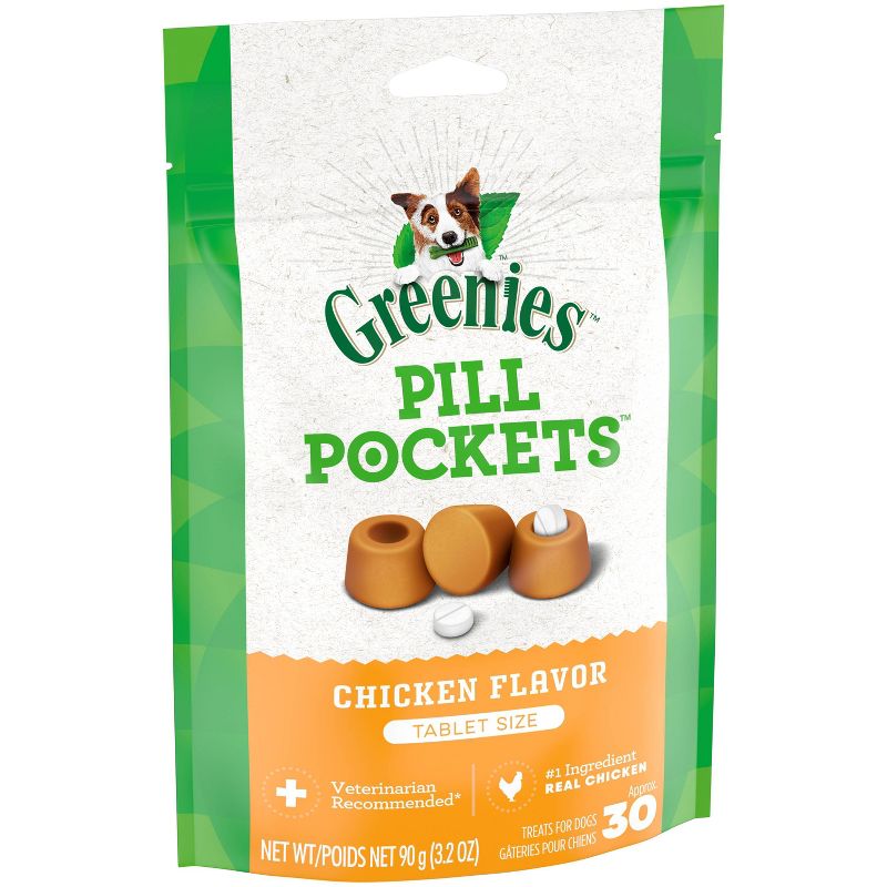Greenies Tablet Size Pill Pockets Chicken Flavor Dental Dog Treats - 30ct/3.2oz, 6 of 8