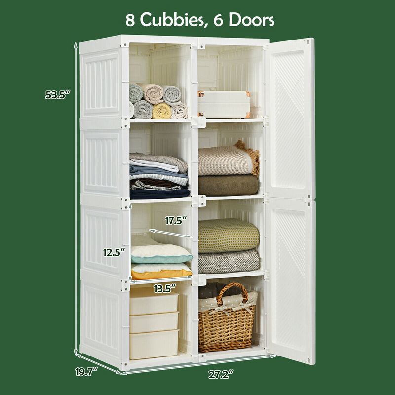 Costway Portable Closet Clothes Foldable Armoire Wardrobe Closet w/ 8 Cubby Storage, 2 of 11