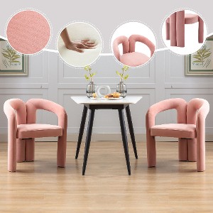 Lyngins 2-Pack Modern Accent Chair – Elephant Feet Design & Curved Back, Upholstered Dining Chair/Barrel Side Chair/Armchair for Living Room - 1 of 4