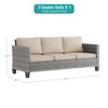 Sonkuki Outdoor Wicker Patio 3-Seat Sofa, PE Rattan Conversation Set With All-Weather Cushions - 2 of 4