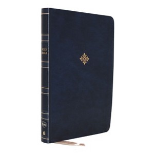 Nkjv, Thinline Reference Bible, Large Print, Leathersoft, Blue, Red Letter Edition, Comfort Print - by  Thomas Nelson (Leather Bound) - 1 of 1