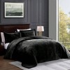 Black Queen Velvet Comforter Set, 3pc Luxury Soft Bedding, 92x96 Comforter+ 2 Pillow Shams - 2 of 4