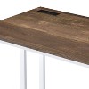 Vynxaria Walnut White Desk USB Charging Contemporary Writing Table for Home Office Study - 3 of 4