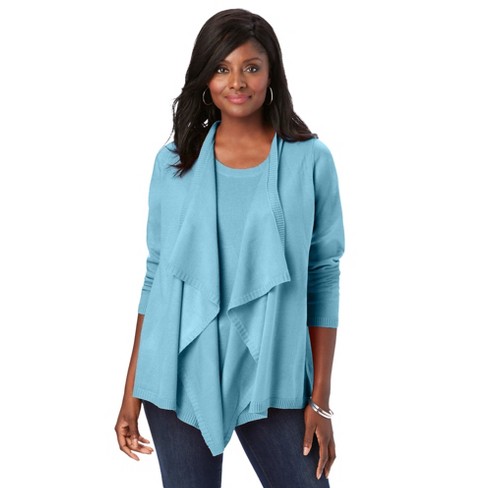 Jessica London Women s Plus Size Flyaway Cardigan S Meadow Blue Target