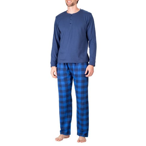 Hanes Premium Men's Plaid Knit Pajama Set 2pc - Light Blue Xxl