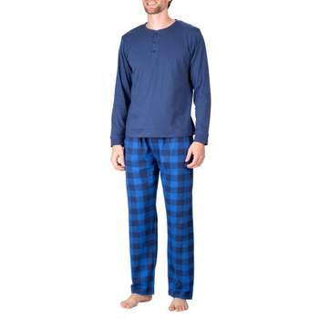 SLEEPHERO Men’s 2 Piece Pajama Set with Cotton Knit Men Pajama Pants and Long Sleeve Henley T-Shirt