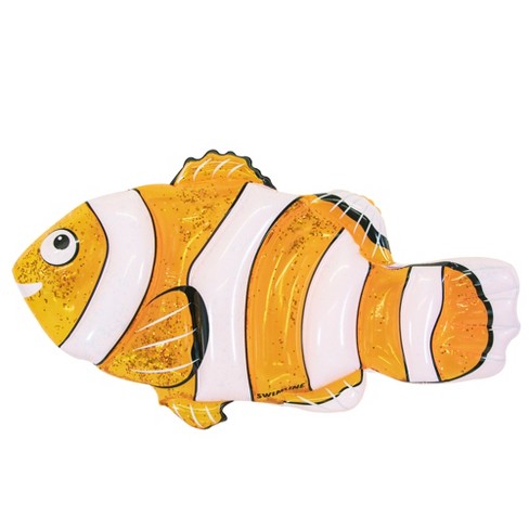 Swimline 72 Orange and White Clown Fish Swimming Pool Inflatable Raft