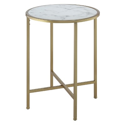 Gold Coast Faux Marble Round End Table Gold/Faux Marble - Breighton Home