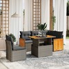 vidaXL 6 Piece Patio Sofa Set with Cushions Poly Rattan - Gray - 2 of 4