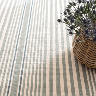 Light Blue and White Striped Synthetic 2' x 3' Rug